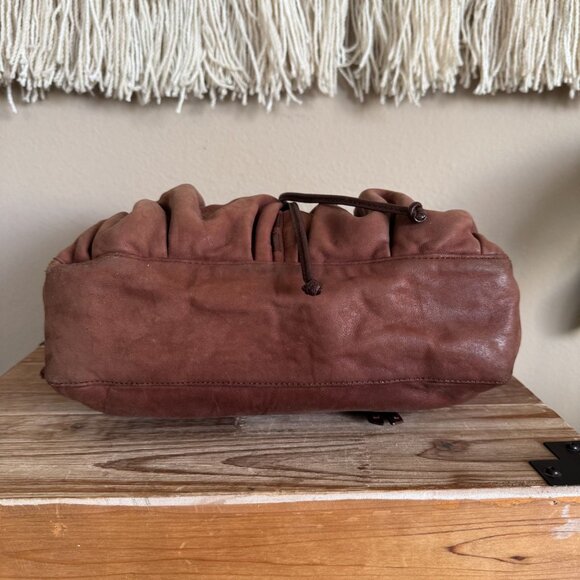 Junior Drake Brown Lambskin Leather Gathered Pocket Squishy Hobo Shoulder Bag - Picture 14 of 17